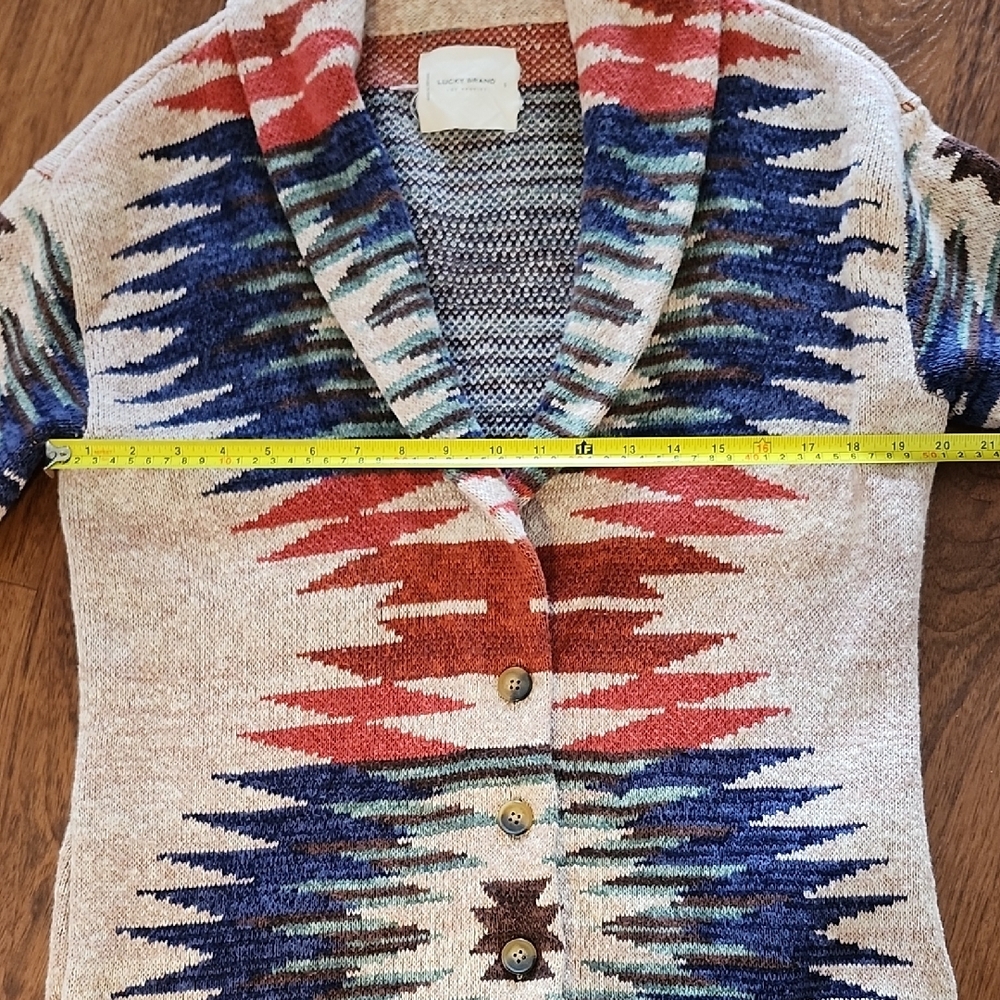 Lucky Brand Aztec Southwestern Oversized Cotton Cardigan Small - Picture 10 of 15